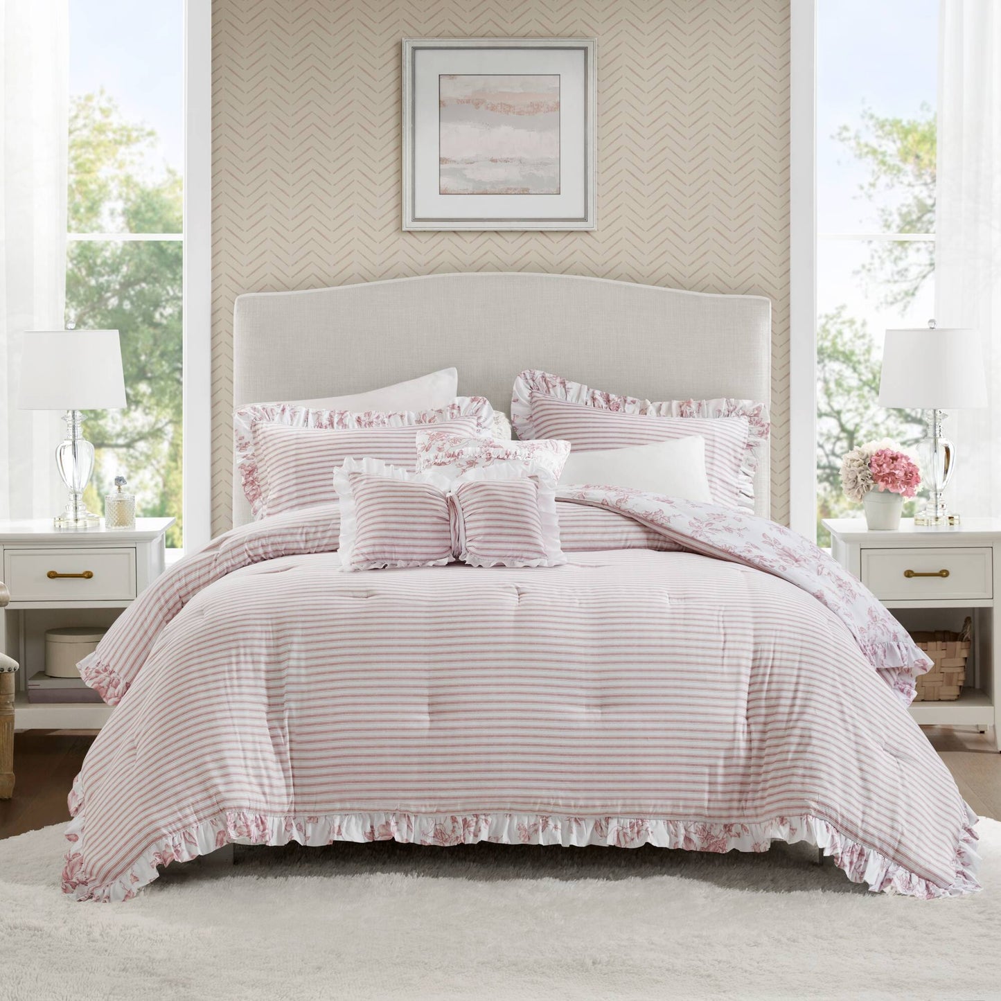 Adele 4 Pieces Comforter Set with Decorative Pillows