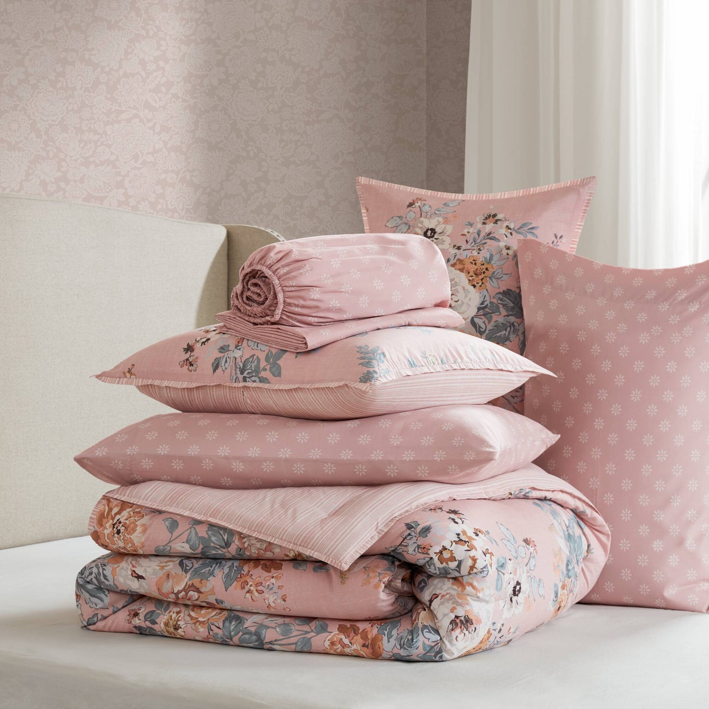 Heather 7 Piece Vintage-inspired Collection floral print