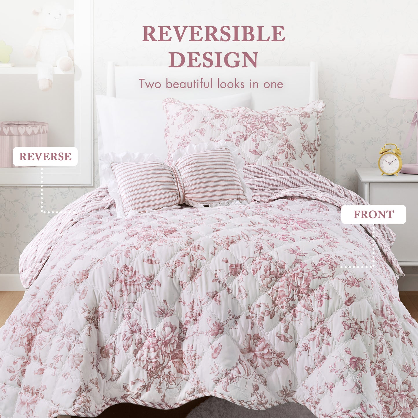 Adele 3 Pieces  Quilt Set with Decorative Pillow