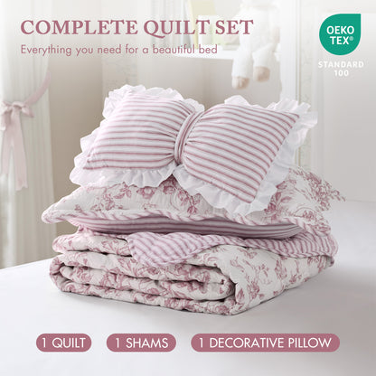 Adele 3 Pieces  Quilt Set with Decorative Pillow