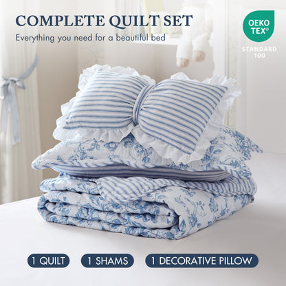 Adele 3 Pieces  Quilt Set with Decorative Pillow