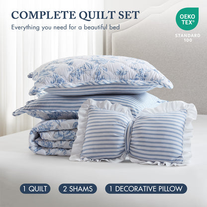 Adele 3 Pieces  Quilt Set with Decorative Pillow