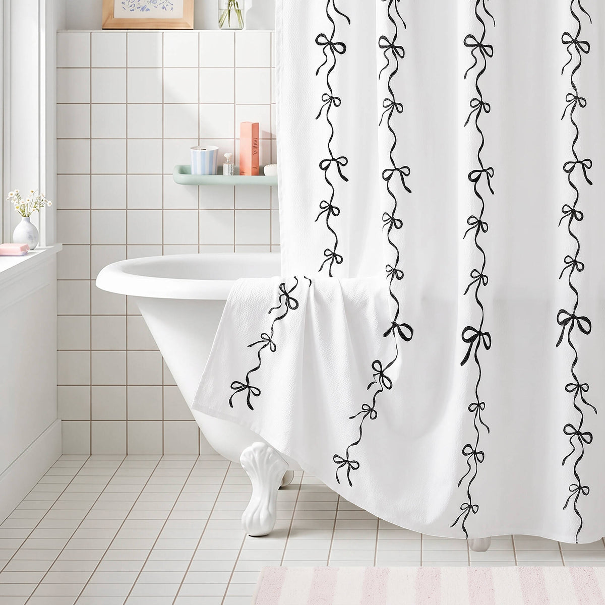 Addison Bowed Shower Curtain Set