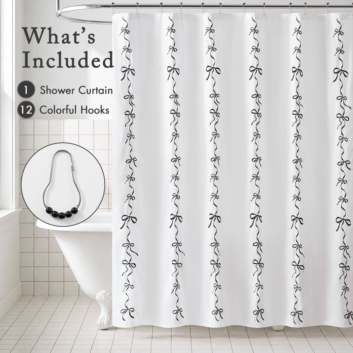 Addison Bowed Shower Curtain Set