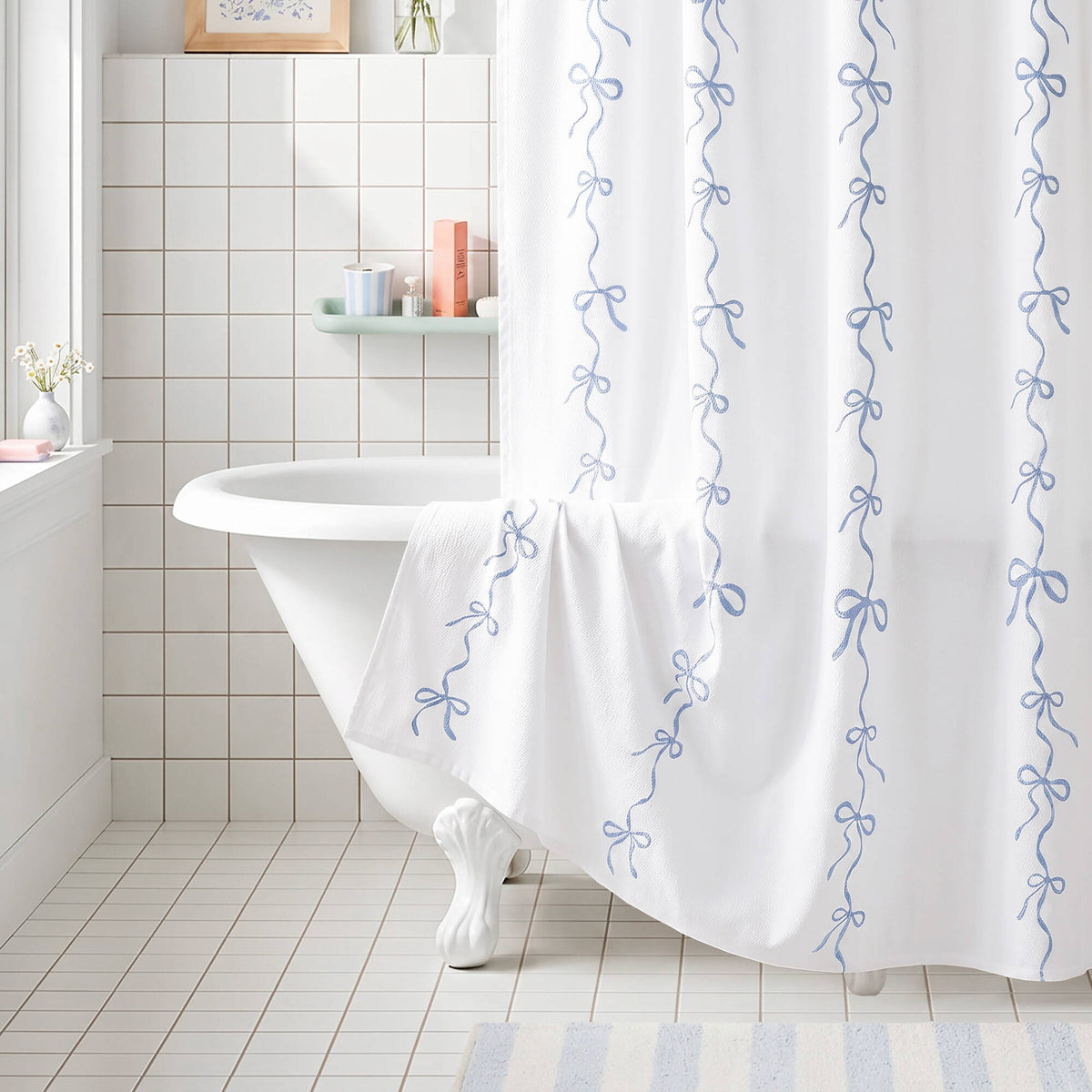 Addison Bowed Shower Curtain Set