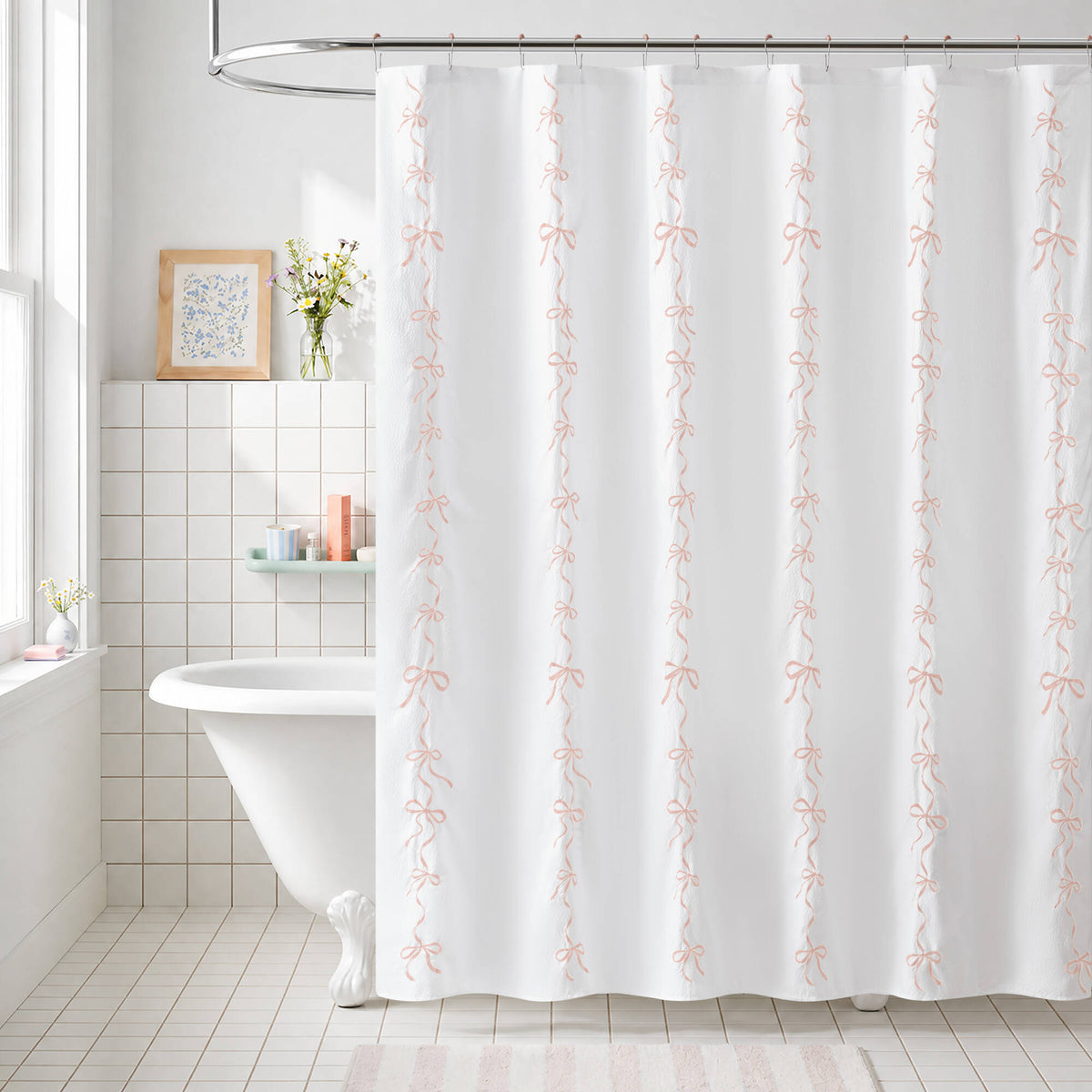 Addison Bowed Shower Curtain Set