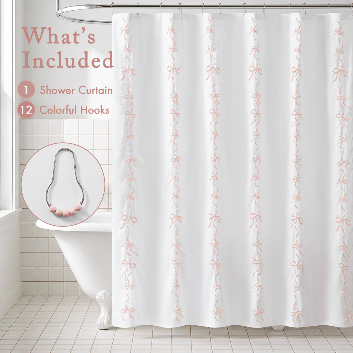 Addison Bowed Shower Curtain Set