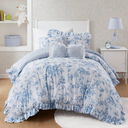 Adele Vintage Floral 5-Piece Comforter Set with Decorative Pillows