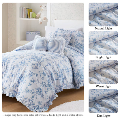 Adele Vintage Floral 5-Piece Comforter Set with Decorative Pillows