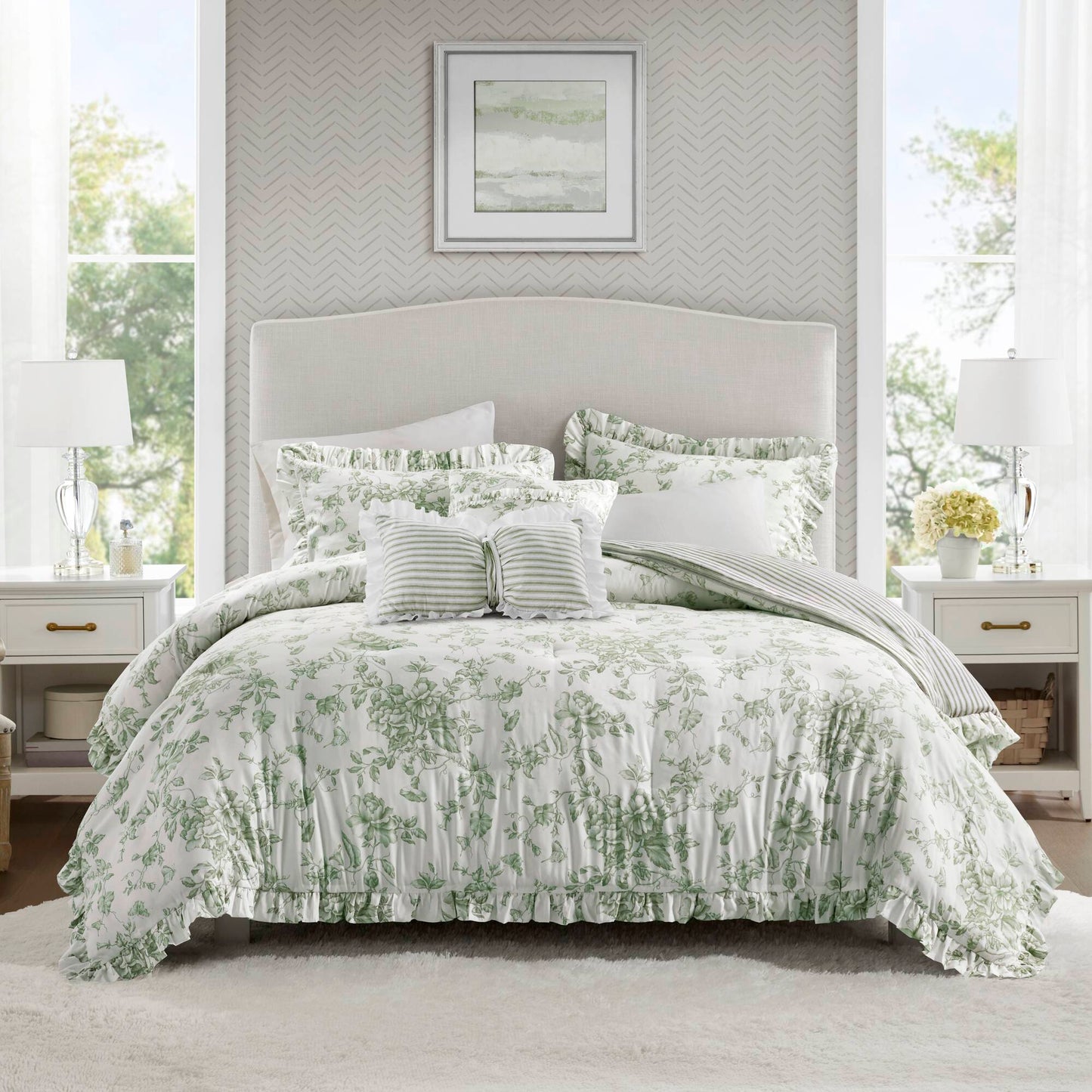Adele Vintage Floral 5-Piece Comforter Set with Decorative Pillows