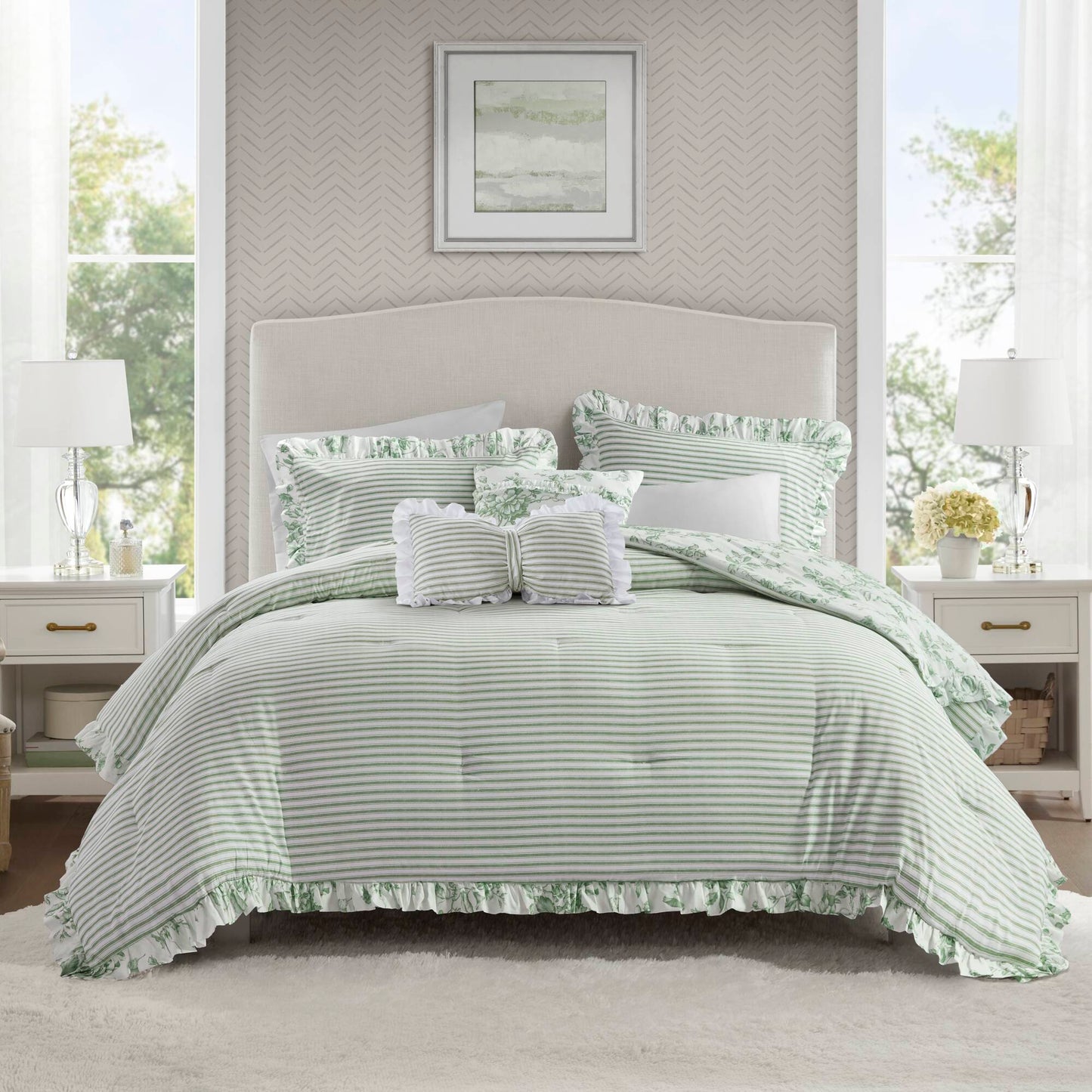 Adele Vintage Floral 5-Piece Comforter Set with Decorative Pillows