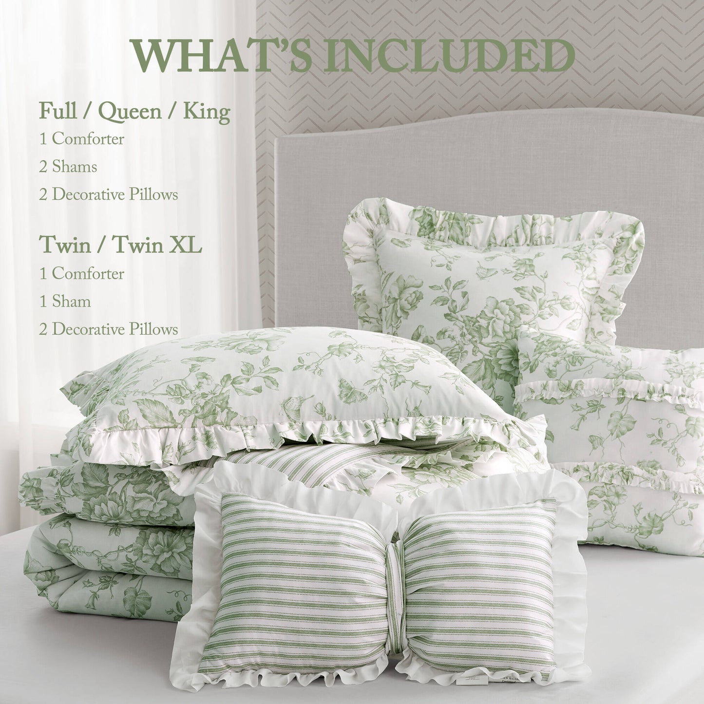 Adele Vintage Floral 5-Piece Comforter Set with Decorative Pillows