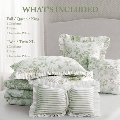 Adele Vintage Floral 5-Piece Comforter Set with Decorative Pillows
