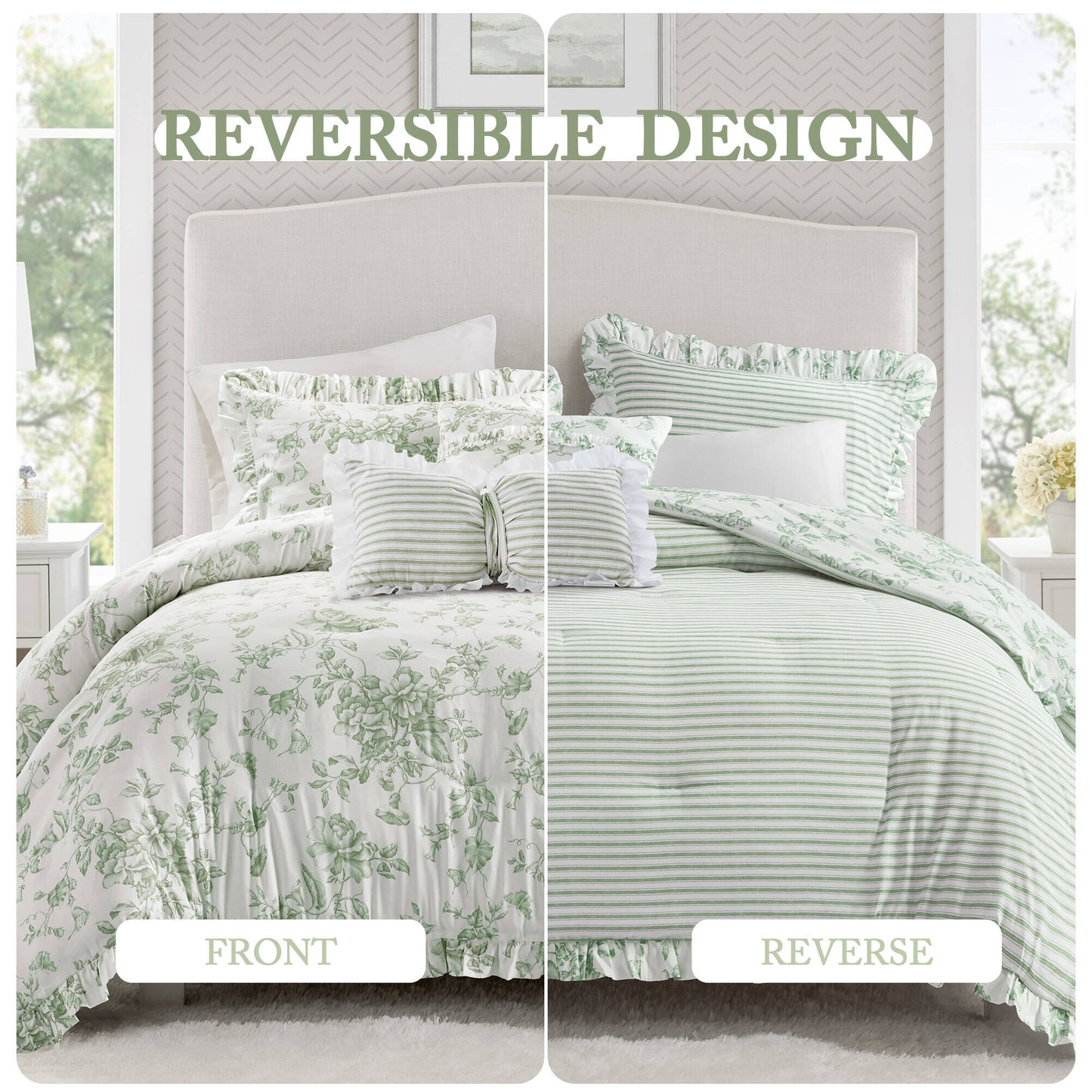 Adele Vintage Floral 5-Piece Comforter Set with Decorative Pillows