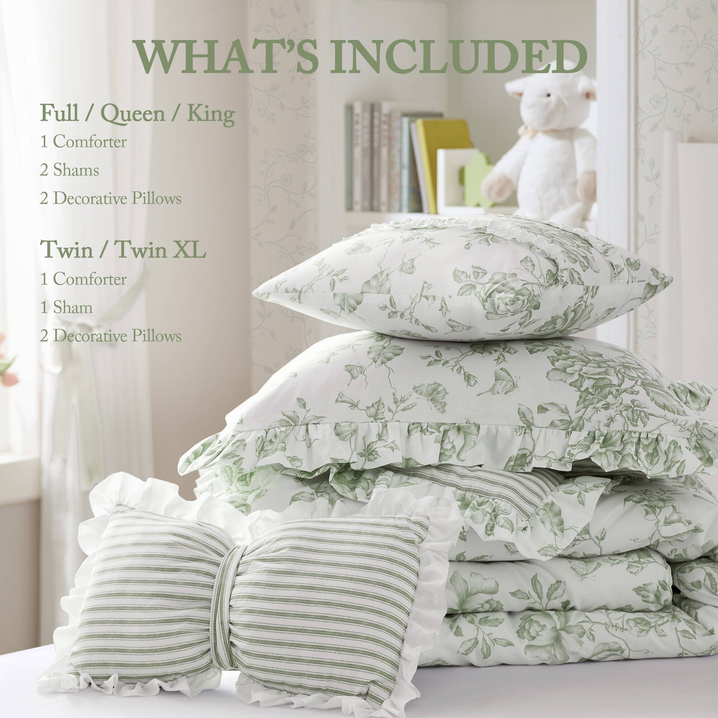 Adele Vintage Floral 5-Piece Comforter Set with Decorative Pillows