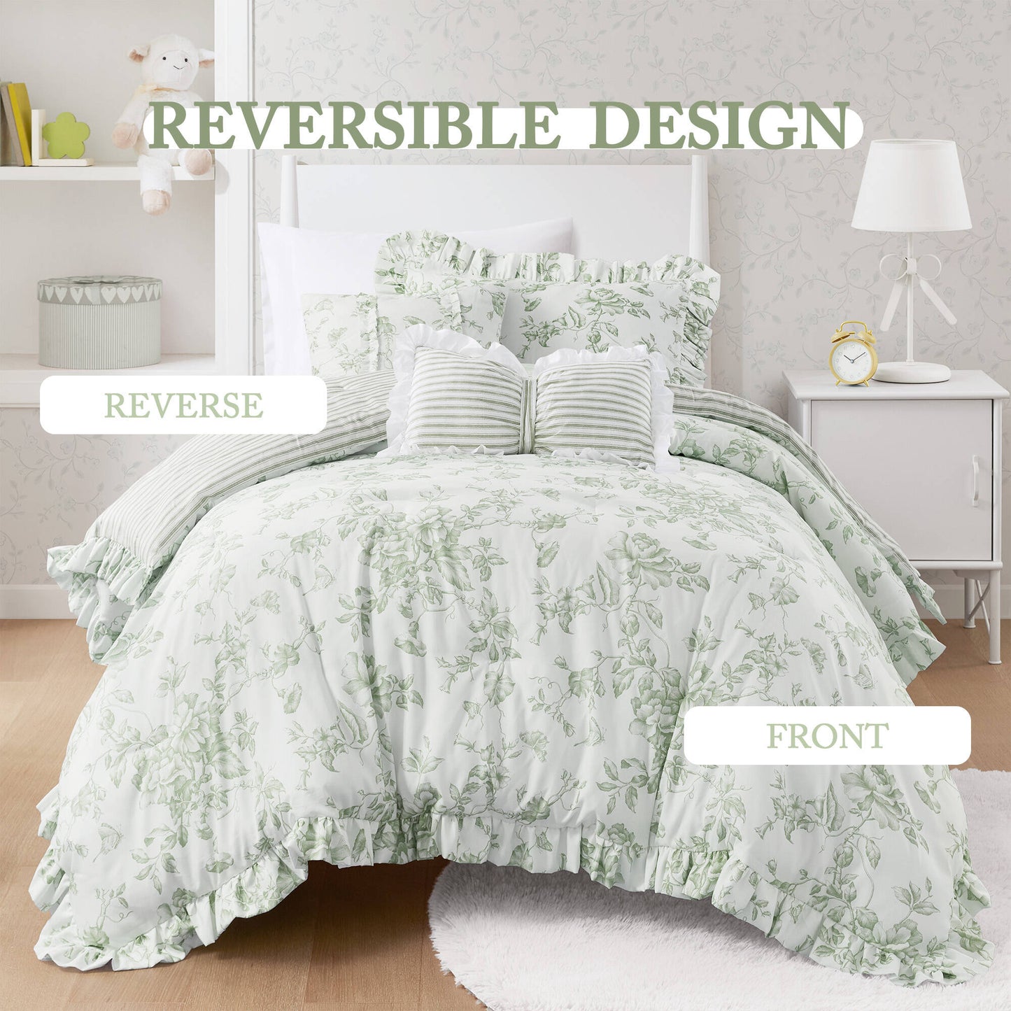 Adele Vintage Floral 5-Piece Comforter Set with Decorative Pillows