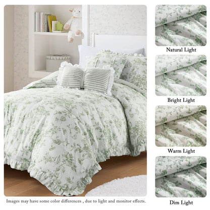 Adele Vintage Floral 5-Piece Comforter Set with Decorative Pillows