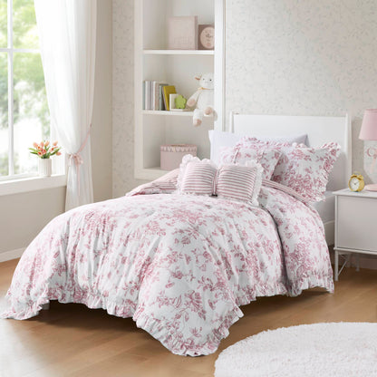 Adele Vintage Floral 5-Piece Comforter Set with Decorative Pillows