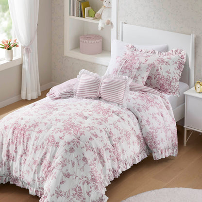 Adele Vintage Floral 5-Piece Comforter Set with Decorative Pillows
