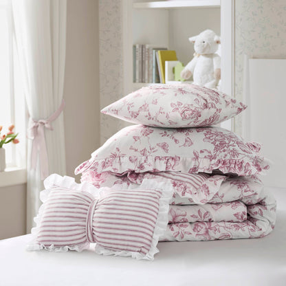 Adele Vintage Floral 5-Piece Comforter Set with Decorative Pillows