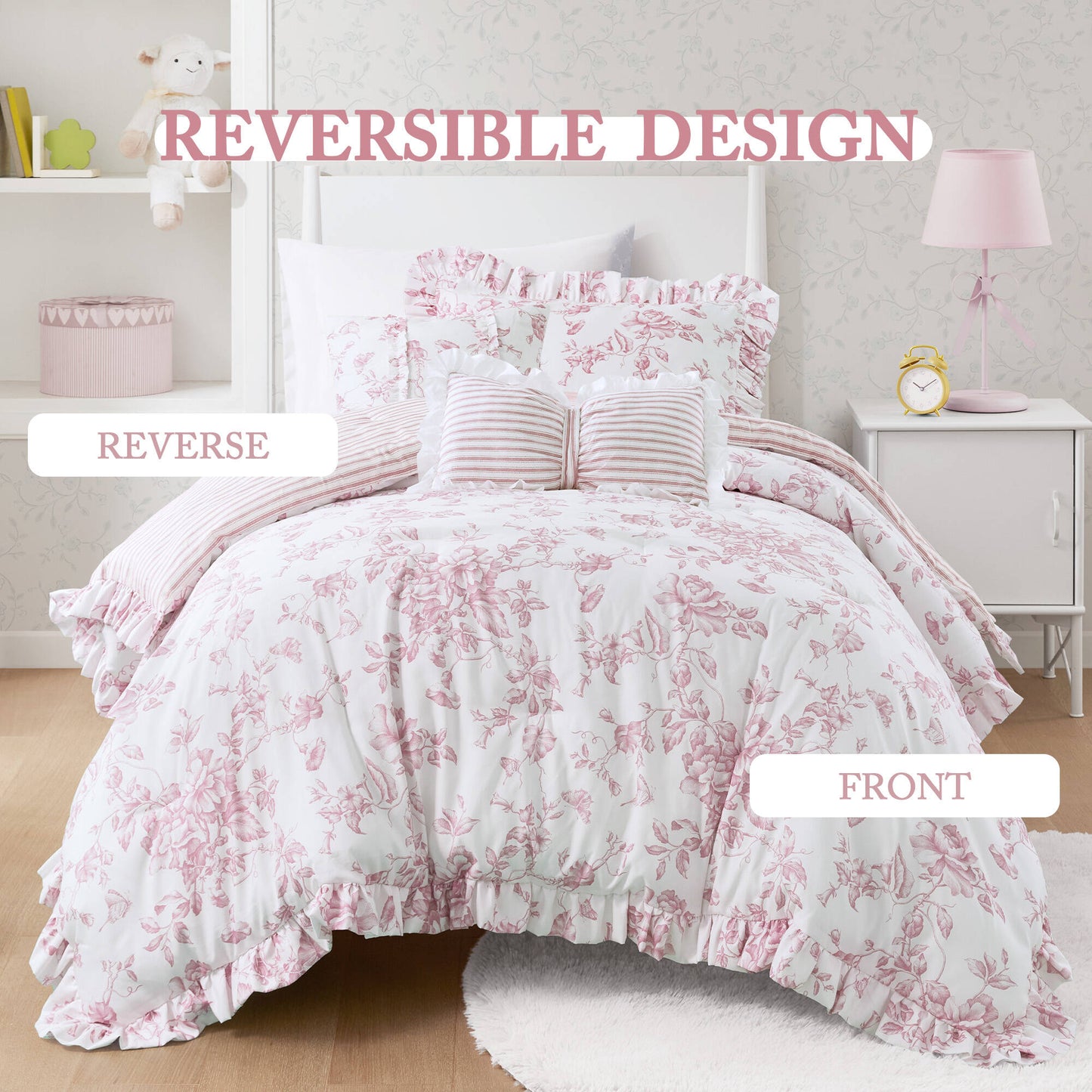 Adele Vintage Floral 5-Piece Comforter Set with Decorative Pillows