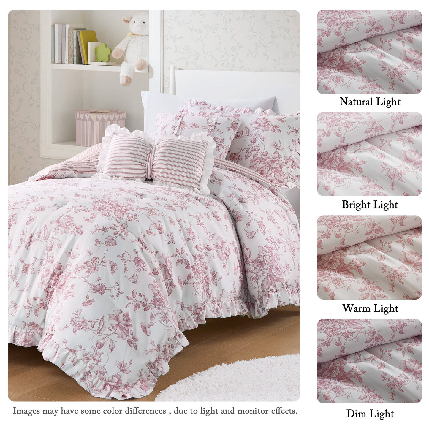 Adele Vintage Floral 5-Piece Comforter Set with Decorative Pillows