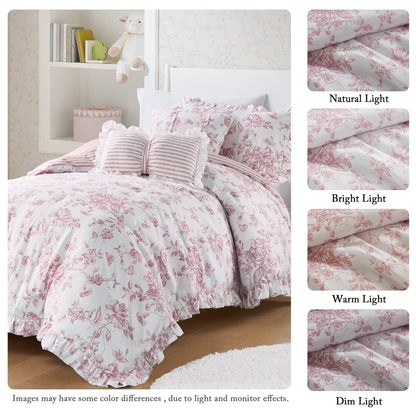 Adele Vintage Floral 5-Piece Comforter Set with Decorative Pillows