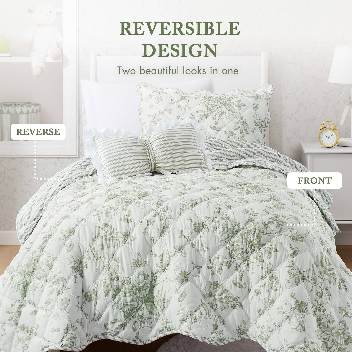 Adele 3 Pieces  Quilt Set with Decorative Pillow