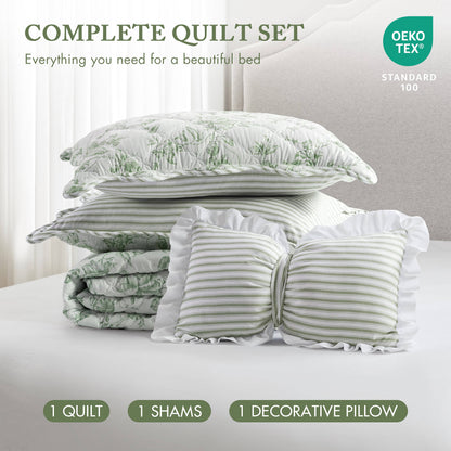 Adele 3 Pieces  Quilt Set with Decorative Pillow