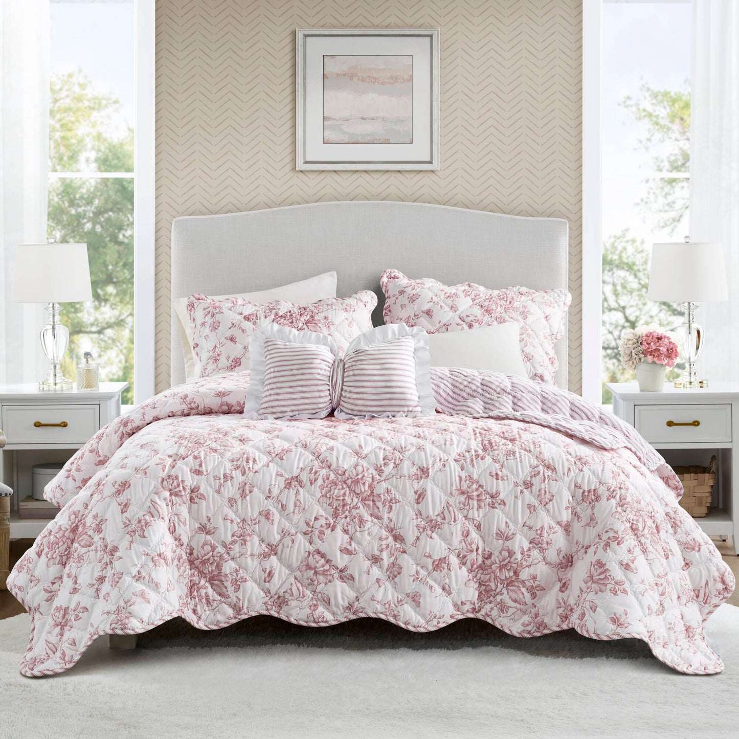 Adele 3 Pieces  Quilt Set with Decorative Pillow