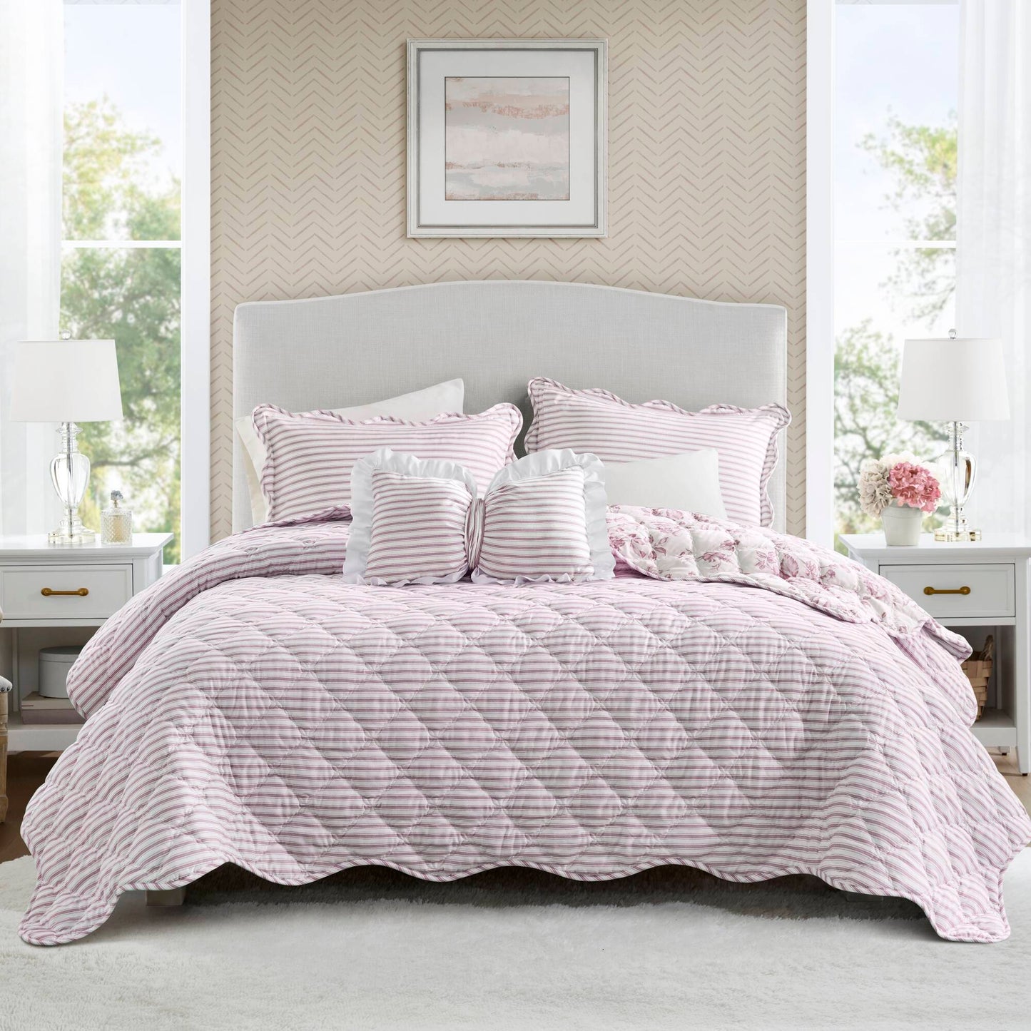 Adele 3 Pieces  Quilt Set with Decorative Pillow