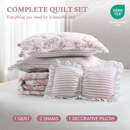 Adele 3 Pieces  Quilt Set with Decorative Pillow