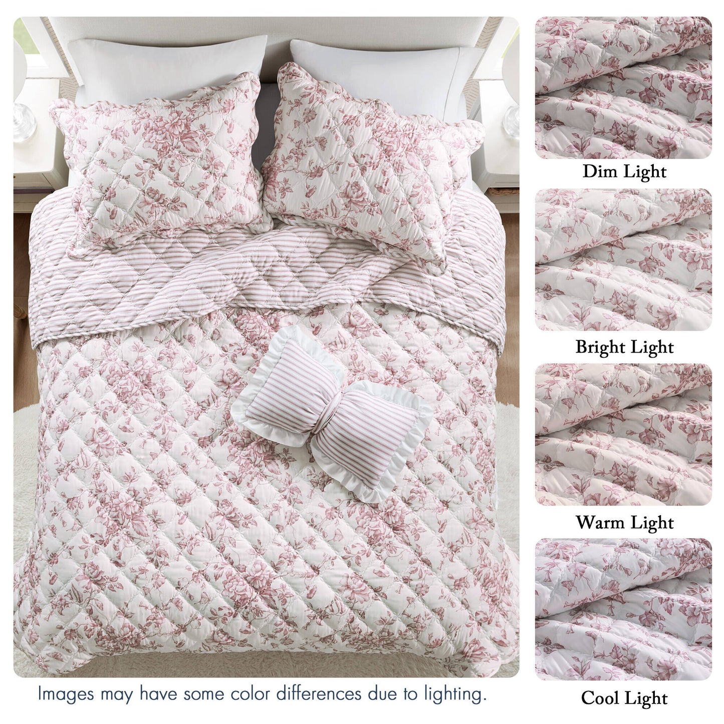 Adele 3 Pieces  Quilt Set with Decorative Pillow