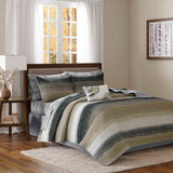 Saben Stripe Reversible 8-Piece Quilt Set with Cotton Bed Sheets Bed in a Bag