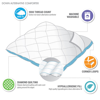 1000 Thread Count Cotton Blend Diamond Quilting Down Alternative Comforter
