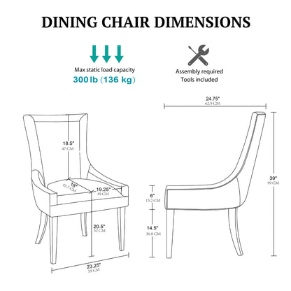 Ultra Upholstered Dining Side Chairs with wood legs (Set of 2)
