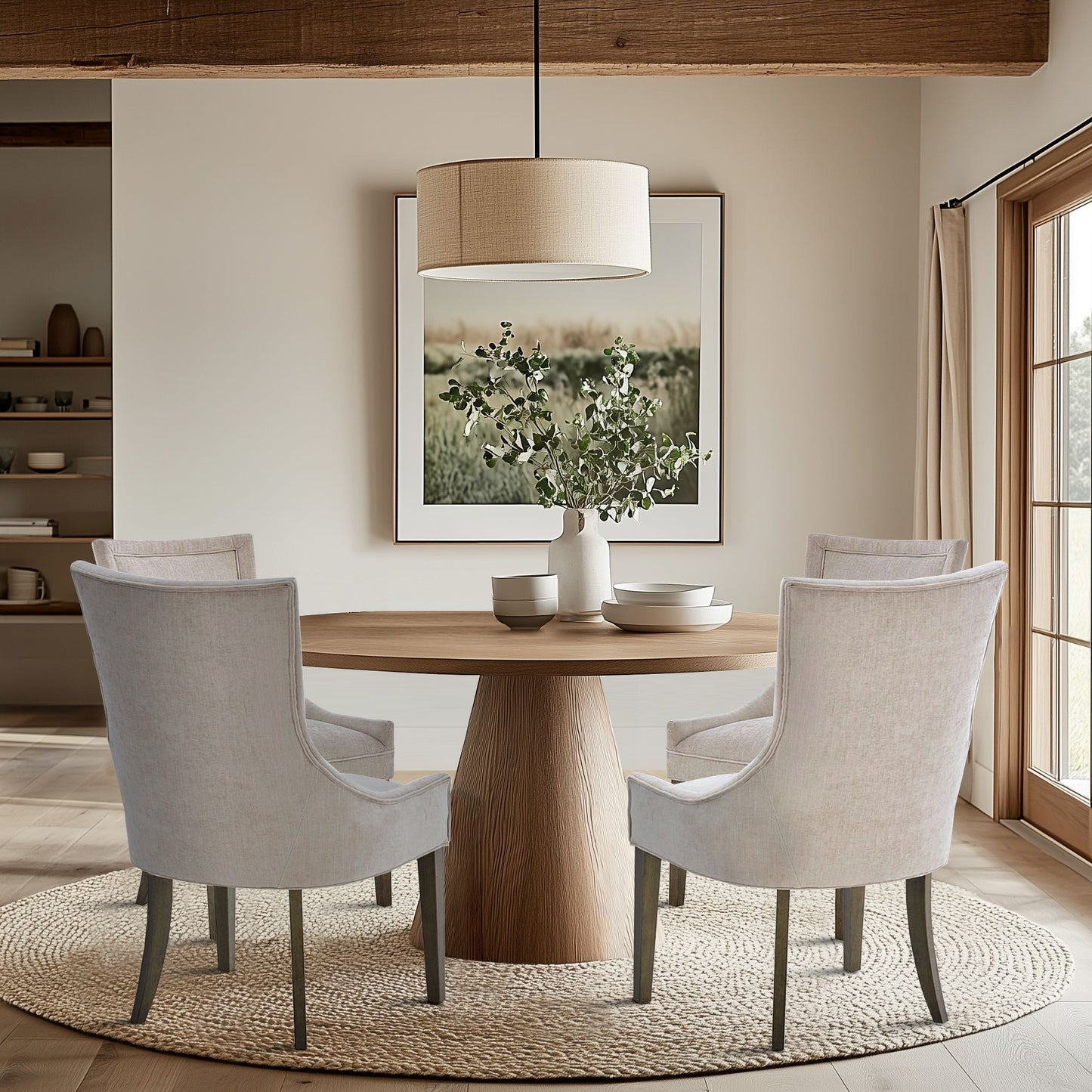 Ultra Upholstered Dining Side Chairs with wood legs (Set of 2)