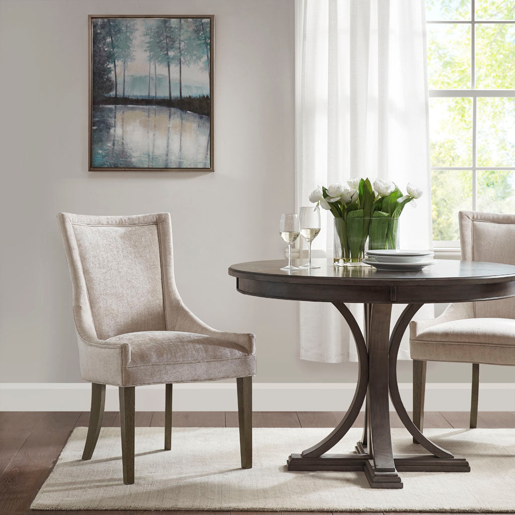 Ultra Upholstered Dining Side Chairs with wood legs (Set of 2)