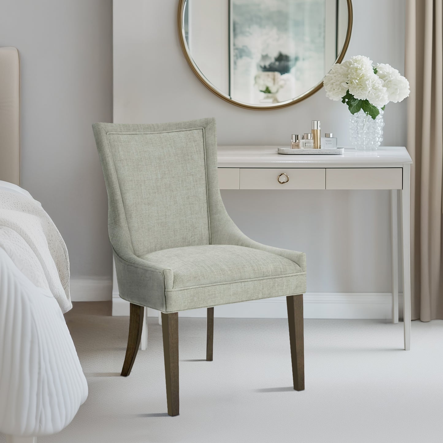 Ultra Upholstered Dining Side Chairs with wood legs (Set of 2)