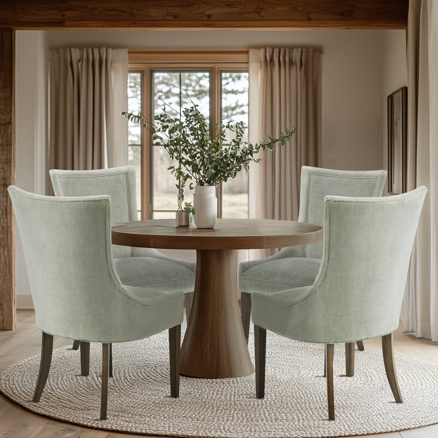 Ultra Upholstered Dining Side Chairs with wood legs (Set of 2)