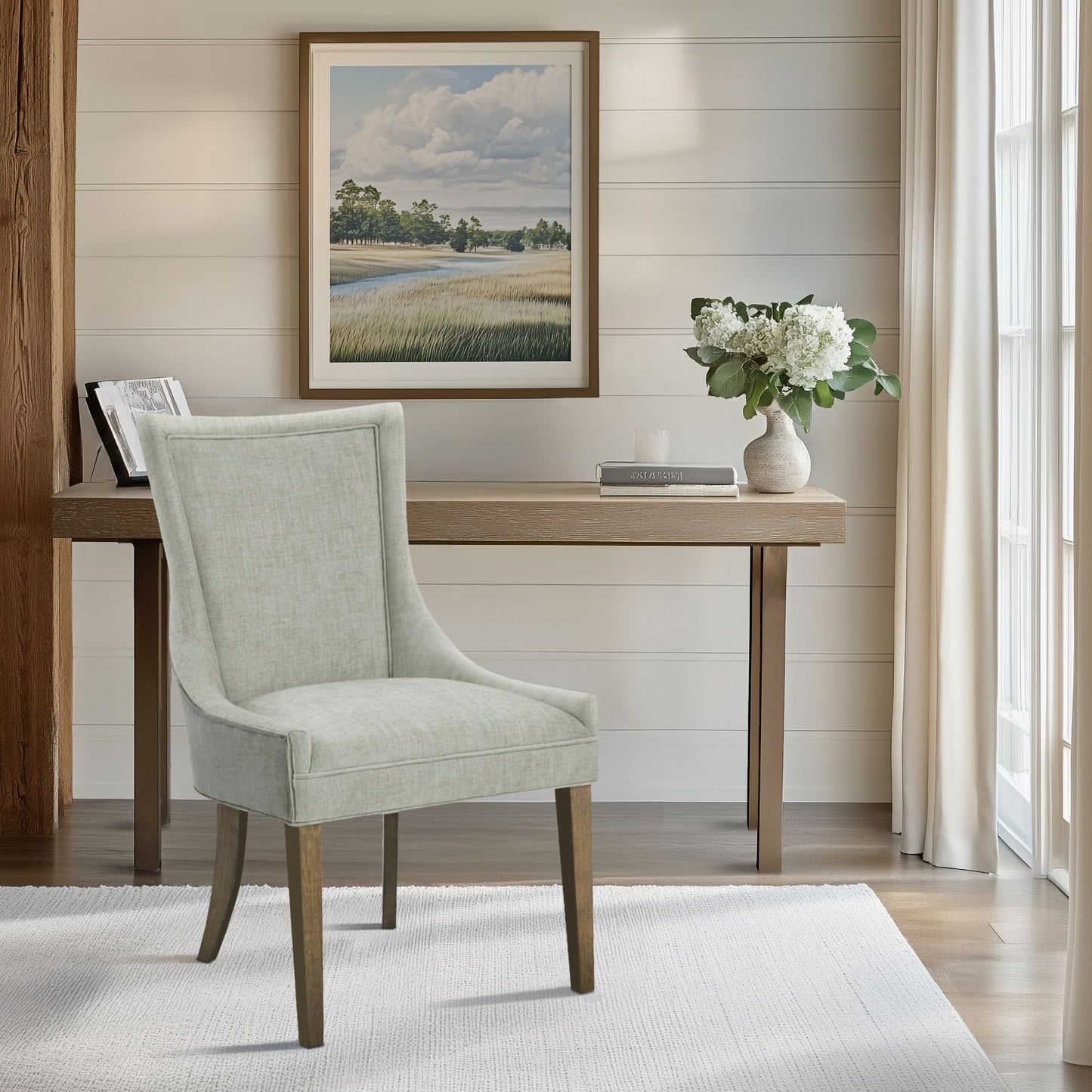 Ultra Upholstered Dining Side Chairs with wood legs (Set of 2)