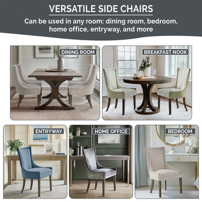 Ultra Upholstered Dining Side Chairs with wood legs (Set of 2)