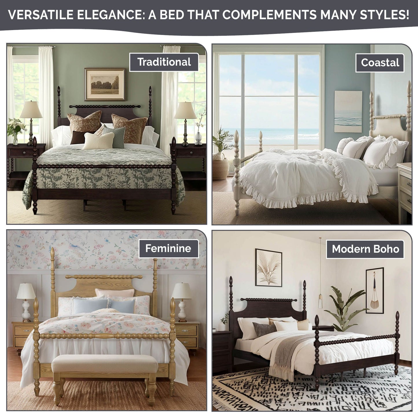 Beckett Turned Wood Spindle Bed