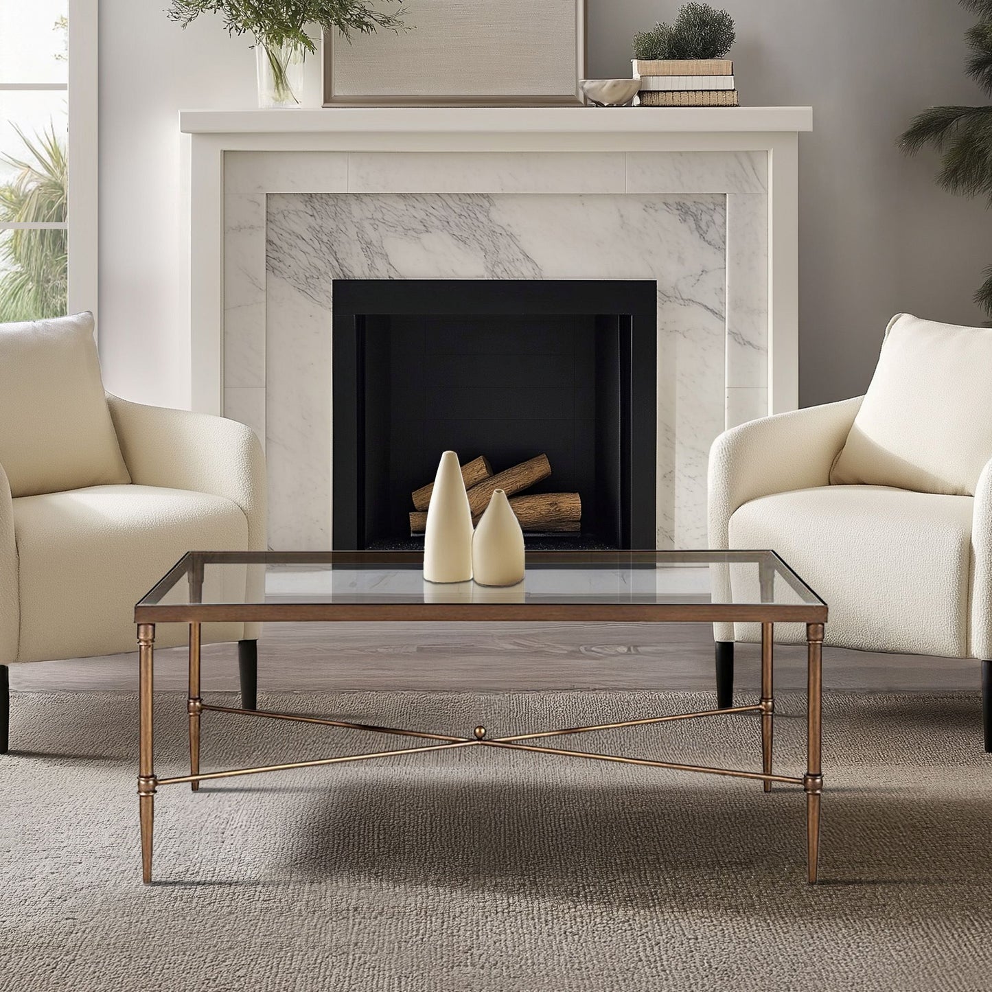 Porter Rectangular Metal & Glass Coffee Table