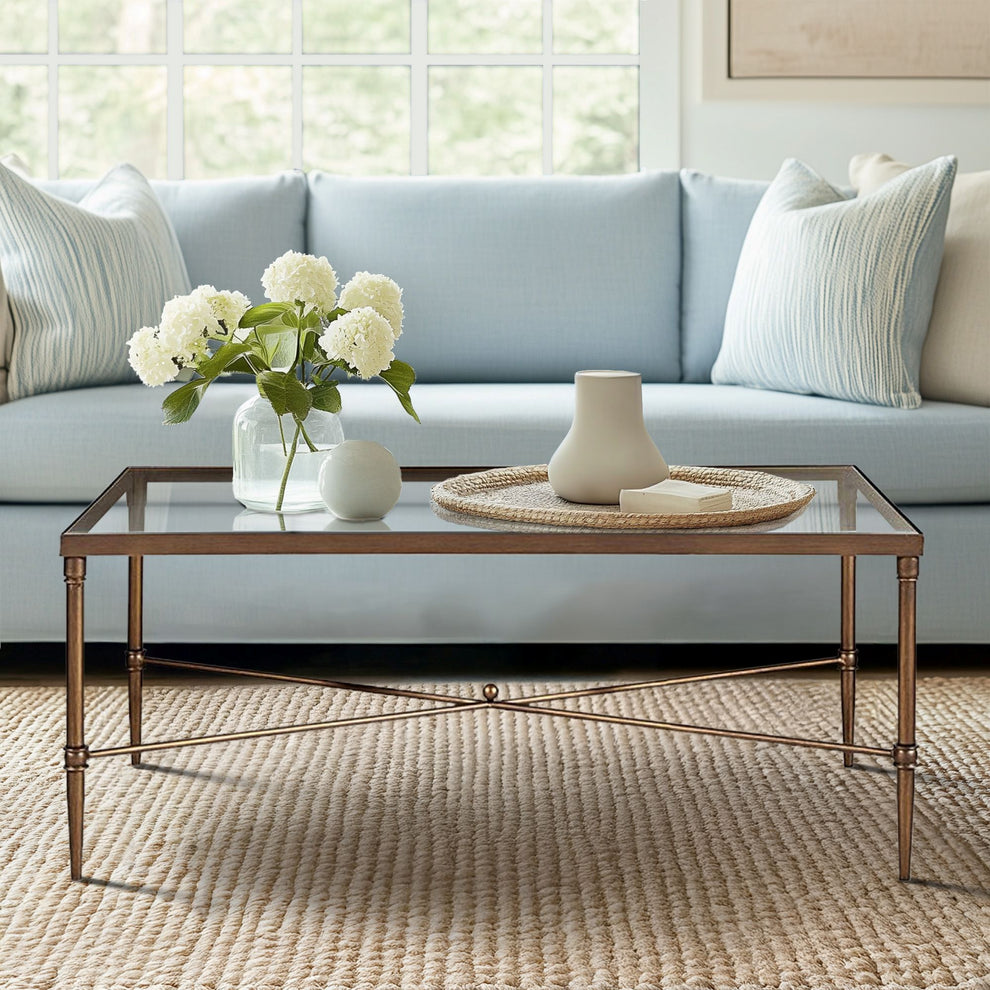 Porter Rectangular Metal & Glass Coffee Table - Madison Park Signature ...