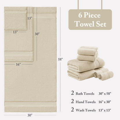 Turkish Cotton 6-Piece Bath Towel Set