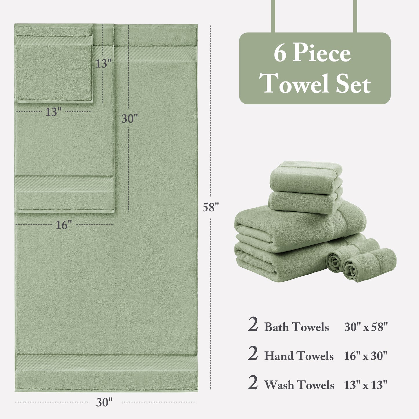 Turkish Cotton 6-Piece Bath Towel Set