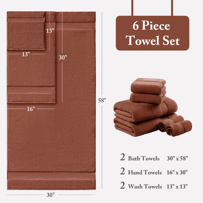 Turkish Cotton 6-Piece Bath Towel Set