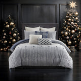 Essence Oversized Cotton Clipped Jacquard Comforter Set with Euro Shams and Throw Pillows