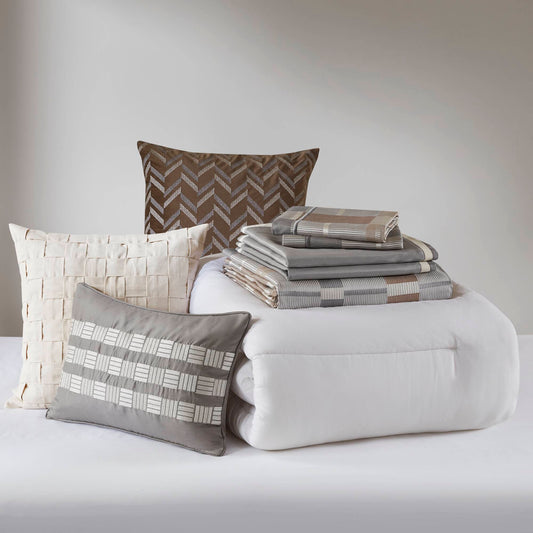 Prescott Jacquard Oversized Duvet Cover Set with 300gsm Down-Alternative Comforter Insert